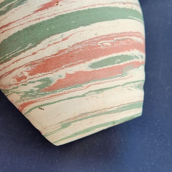 VTG 4" Pottery Vase Green Swirl Silver Springs Florida NILOAK STYLE Brush Holder - Picture 8 of 8